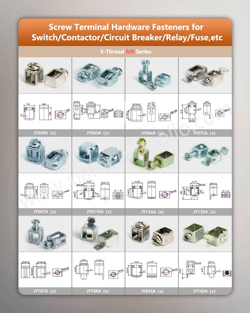 Rail Terminal Block Hardware Fasteners for Switches, Contactors, Circuit Breakers, Relays, Fuses, etc. Rail Terminal Block Hardware Fasteners for Switches, Contactors, Circuit Breakers, Relays, Fuses, etc.