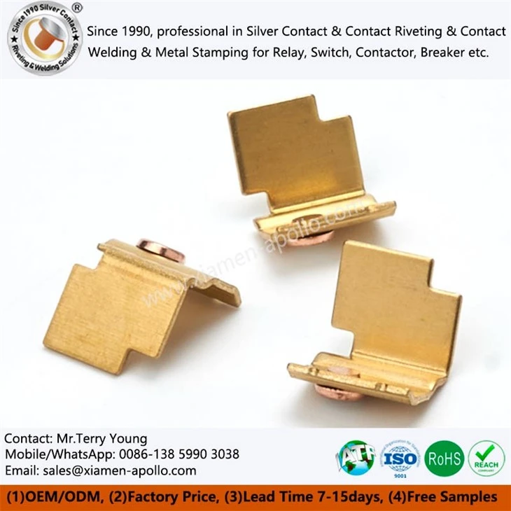 Silver Contact Riveted Onto Brass Stampings Silver Contact Riveted Onto Brass Stampings